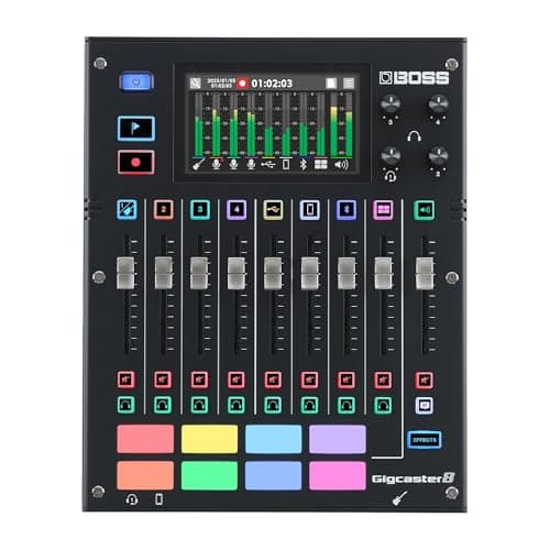 BOSS Gigcaster 8 8Channel Audio Streaming Mixer with Direct GuitarBass Input 4 XLRTRS Combo Inputs BuiltIn Stereo Mic 8 SFX Pads 20x14 USB Audio Interface Onboard Recording