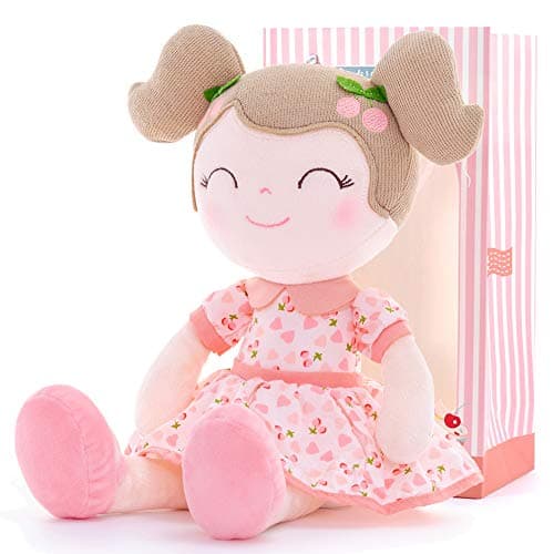Gloveleya Baby Doll Girl Gifts Plush Toys Soft Dolls Baby Gifts Cherry Girl Pink