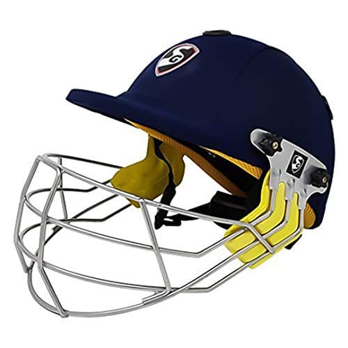 SG Smartech Cricket Helmet | Navy Blue | Size: Medium | For Men & Boys | Adjustable Steel Grill | Breathable inner padding | Lightweight | Adult