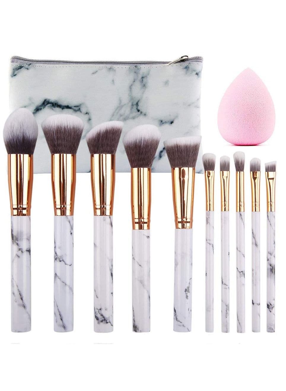 10 PCS Makeup Brushes Set Professional Marble Make Up Brushes Set