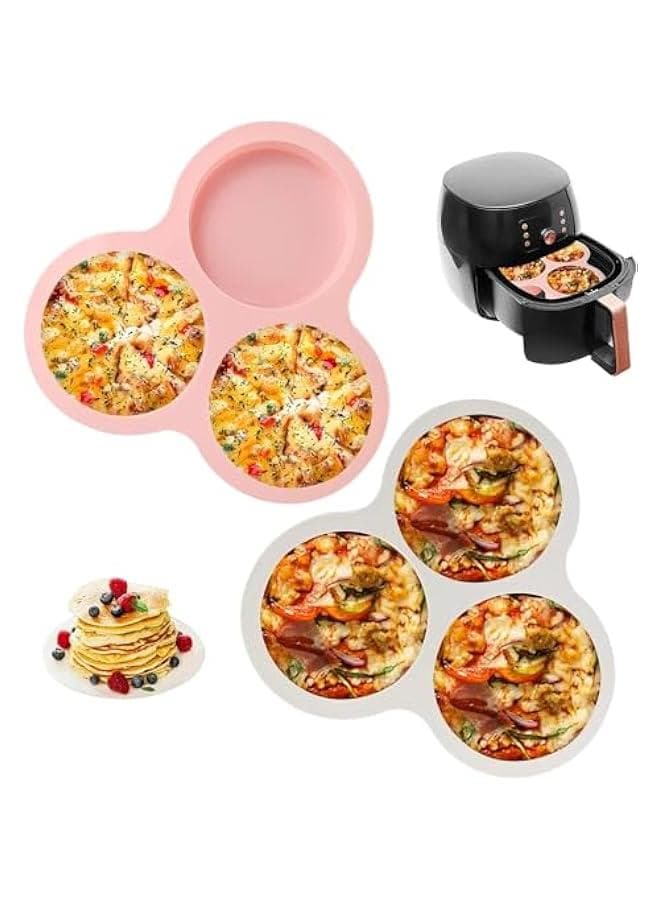 2Pcs Silicone Air Fryer Egg Mold, Air Fryer Accessories Reusable Non-Stick Silicone Muffin Pans Pancake Mold for Breakfast Egg Sandwiches Baking Hamburger Cupcake Egg Pan