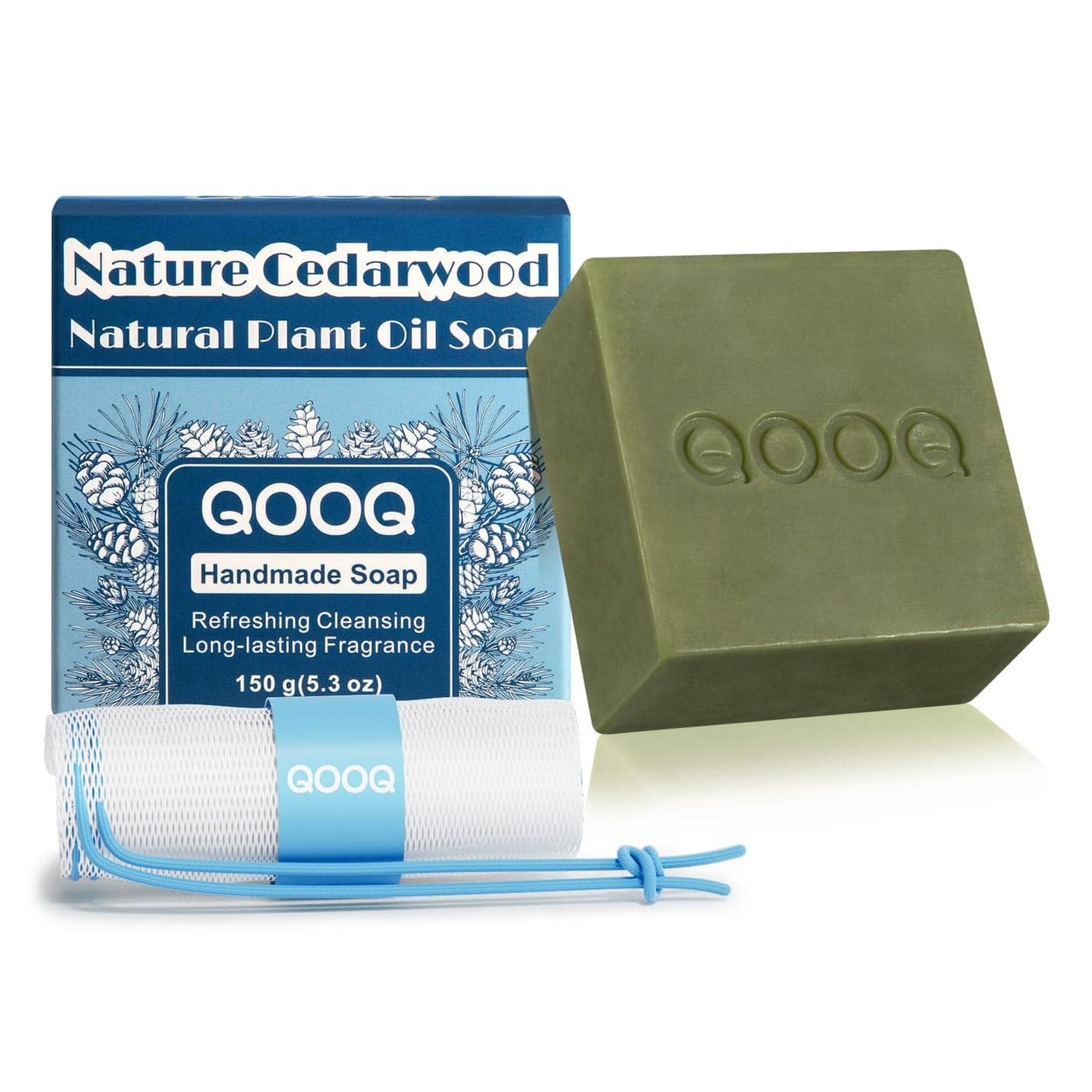 QOOQ Essential Oil Infused The Perfect Natural Bar Soap for Men Handcrafted for 12Hour Deodorization Smell Fresh Distinctive and Refined Safe for Sensitive Skin