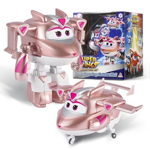 Super Wings Transformable Toys, 5 in Golden Girl Airplane Transforming Figures Toys, 2 in 1 Mode Rescue Bots Action Figure Toys for 3-5 Year Old Boys Girls, Plane Toys for Toddlers Kids Age 3 4 5 6 7