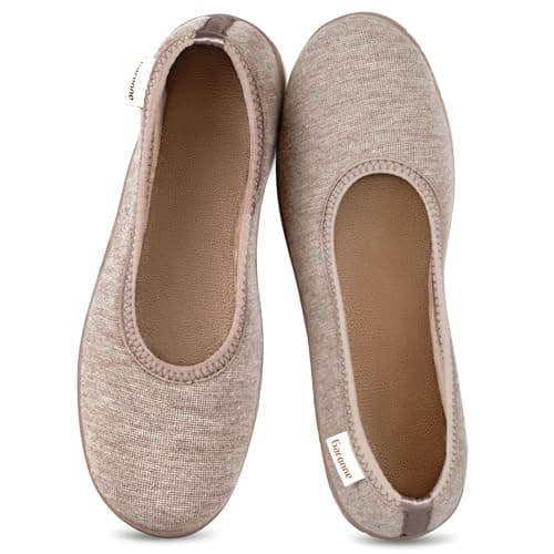 Garonne Women's Slippers with Memory Foam, Ladies' Non-Slip House Shoes for Bedroom Indoor/Outdoor(7,Dark Beige)