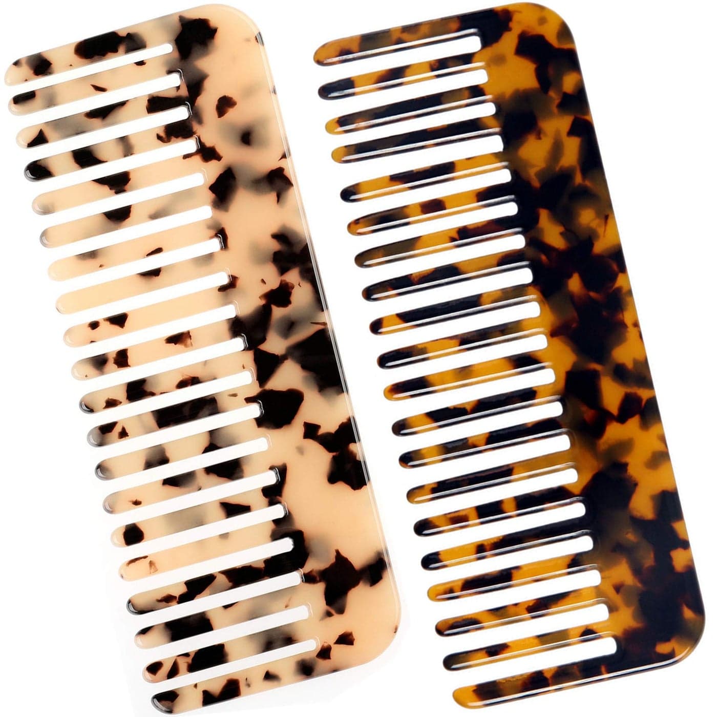 Fsmiling Wide Tooth Comb Large Detangling Comb Cellulose Detangler Comb for Women Thick Curly Wavy Wet Dry Hair 2 PackTortoise shell