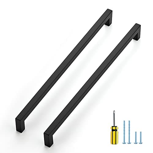 Ravinte 25 Pack Black Cabinet Pulls 12-3/5 Inch Square Kitchen Cabinet Handles Matte Black Kitchen Hardware for Drawer Pulls Drawer Handles Come with Screwdriver