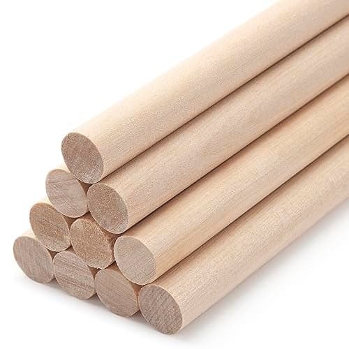 Wood Dowels Wooden Dowel Rods for Crafts, 10PCS 5/8 x 15 Round Macrame Wooden Sticks for Crafting, Unfinished Hardwood Sticks for Arts and DIYers, Tiered Cake Support and Wedding Ribbon Wands