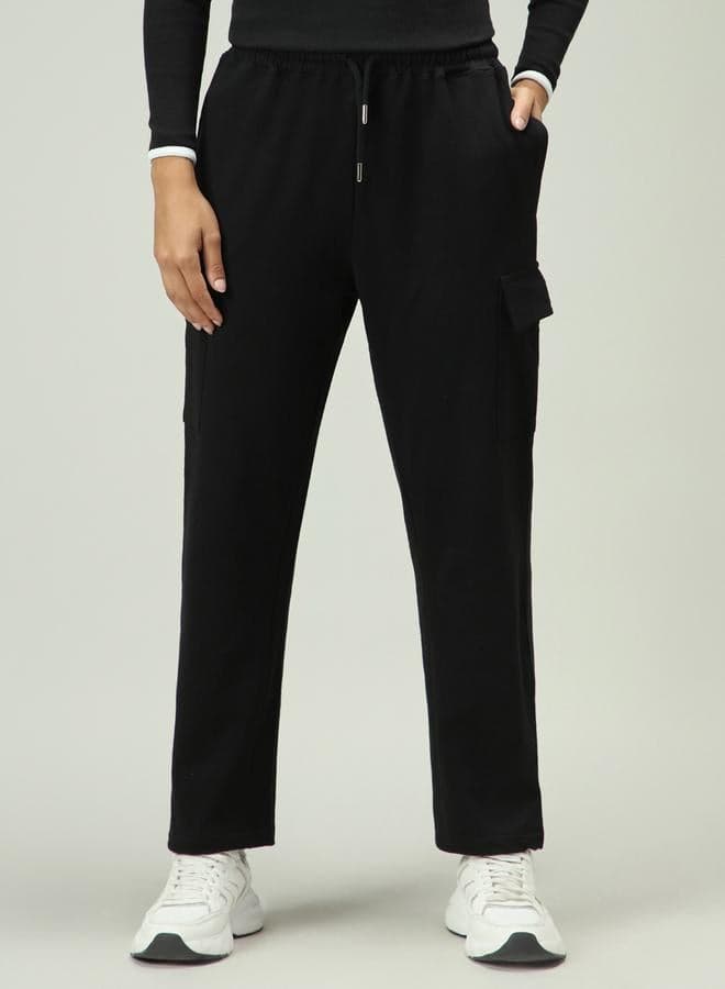 Black Cargo Pocket Wide Leg Joggers — M