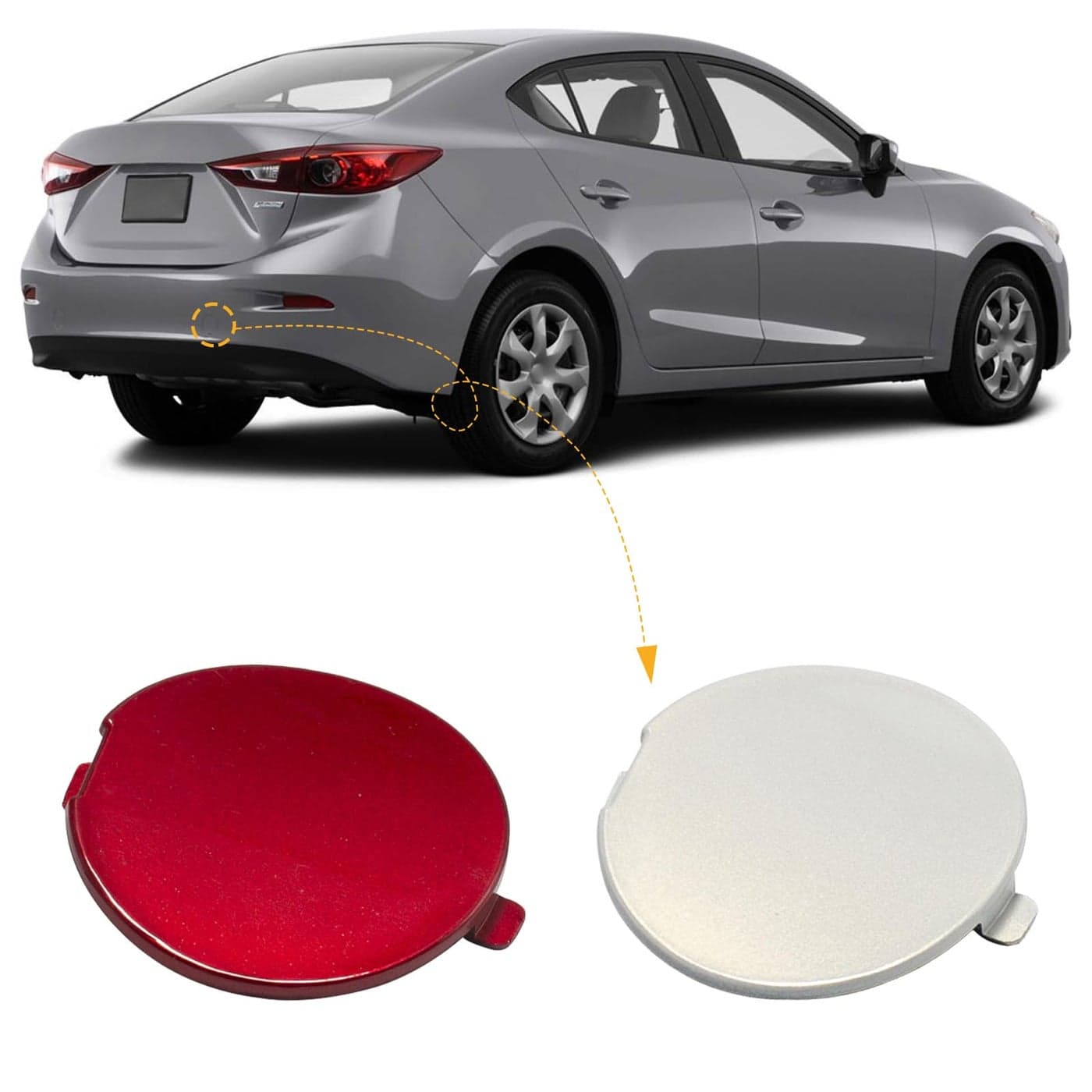 Rear Bumper Tow Hook Cover Towing Eye Cap Fit for Mazda 3 Axela 2014 2015 2016 2017 2018 BHN150EK1BB BHN150EK1BB Red Right Passenger Side Xinpinsai
