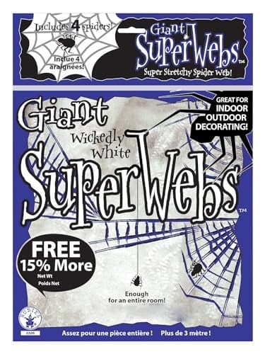 Rubies Large White Spider Web with Spiders