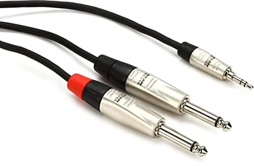Hosa HMP010Y Pro Stereo Breakout Cable 35mm TRS Male to Dual 14inch TS Male 10 Foot