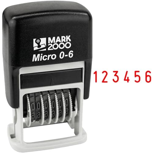 Mark 2000-S126-6 Digits Self-Inking Number Stamp - Red Color