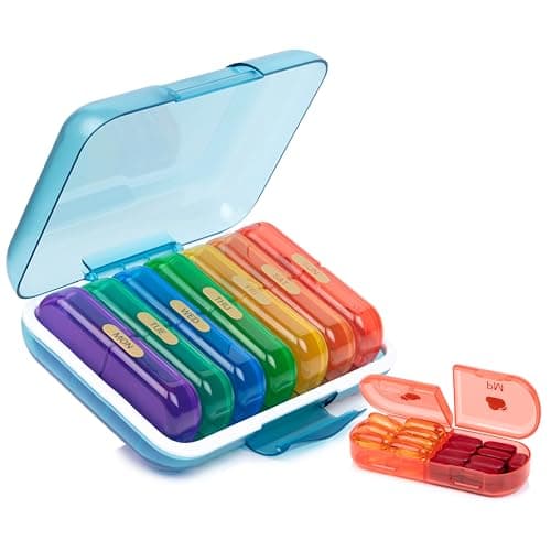POPCUBE Premium Medicine organizer Box- Waterproof Weekly Medicine organizer- Medicine Box for home, 7 days tablet organizer For Home-Large Pill Organizer Box Case (Multicolor, 2 Compartment)