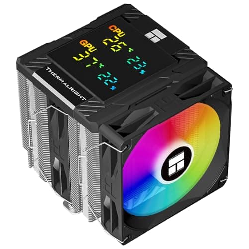 Thermalright Peerless Assassin 120 Digital ARGB Black CPU Air Cooler, Digital Screen Top Cover,6 Heatpipes Computer CPU Cooler, for AM4/AM5,Intel LGA1700/1851/1150/1151/1200, PC Cooler-Black ARGB