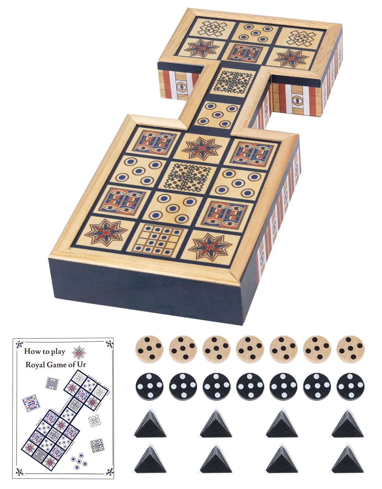 Wooden Royal Game of UR,Ancient Strategy Board Game for 2 Players,Beautifully Designed Board with Storage Drawers,Over 4500 Years Old (Orange)