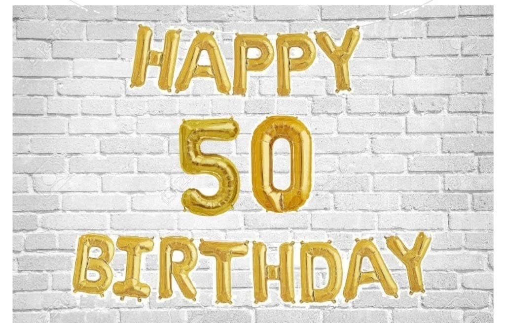 Balloonistics Happy 50th Birthday Gold Foil Number Balloon Combo Foil for Photo Booth, Boys Girls, Room, Wife, Women Baloons, Letters Words, Banner Decorations Party Supplies Celebrations