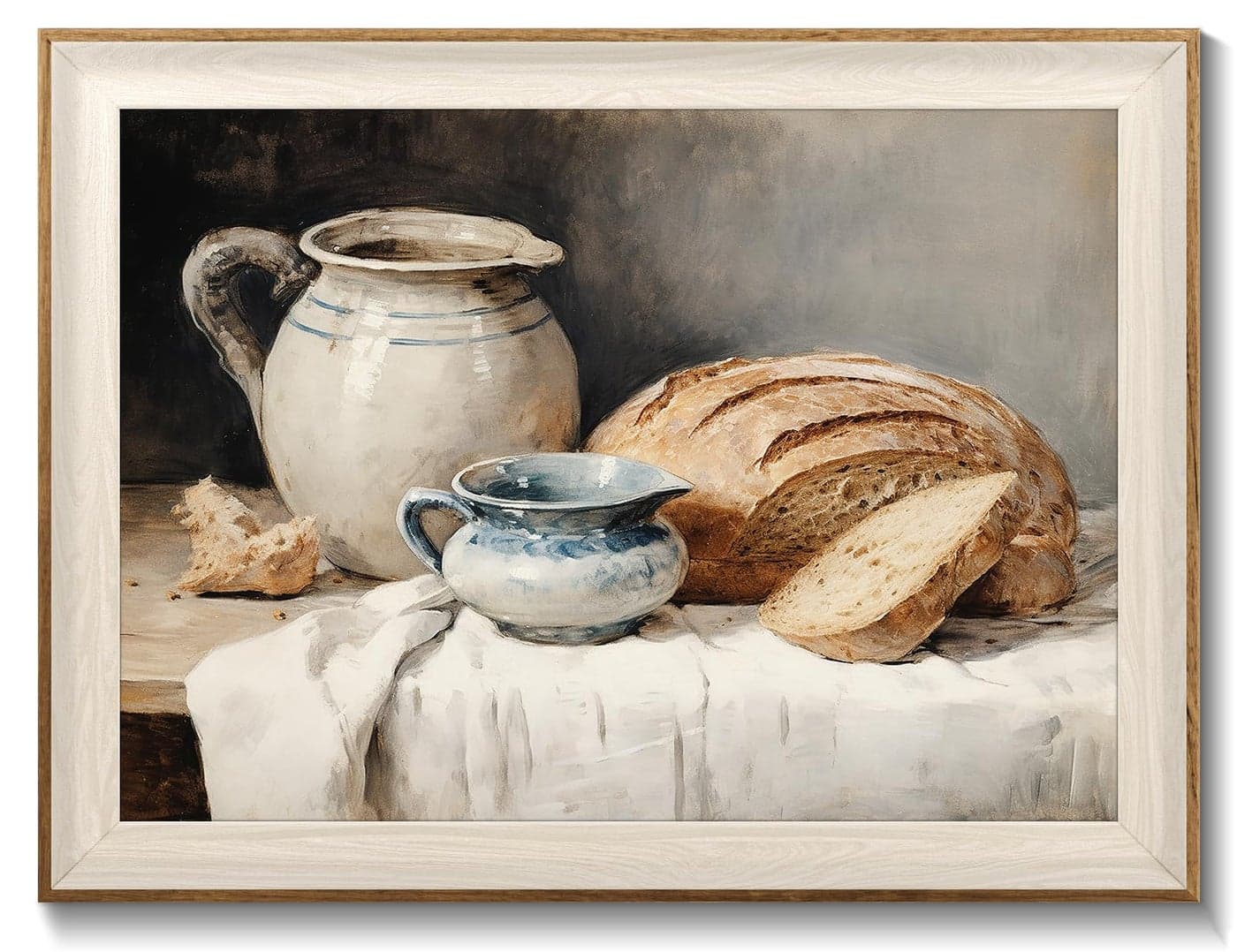 Framed Canvas Wall Art Room Decor Vintage Sourdough Bread Kitchen Art Farmhouse Wall Decor Rustic Vintage Painting Prints Wall Decor Picture for Kitchen Dining Desktop Decor 12x16Inch