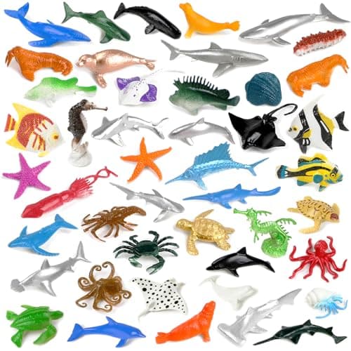 FXMHEHBB 46 Pack Mini Ocean Sea Animals Toys Assorted Vinyl Plastic Ocean Animal Figures Sea Creatures Toys for Kids Party Favors Educational Toy