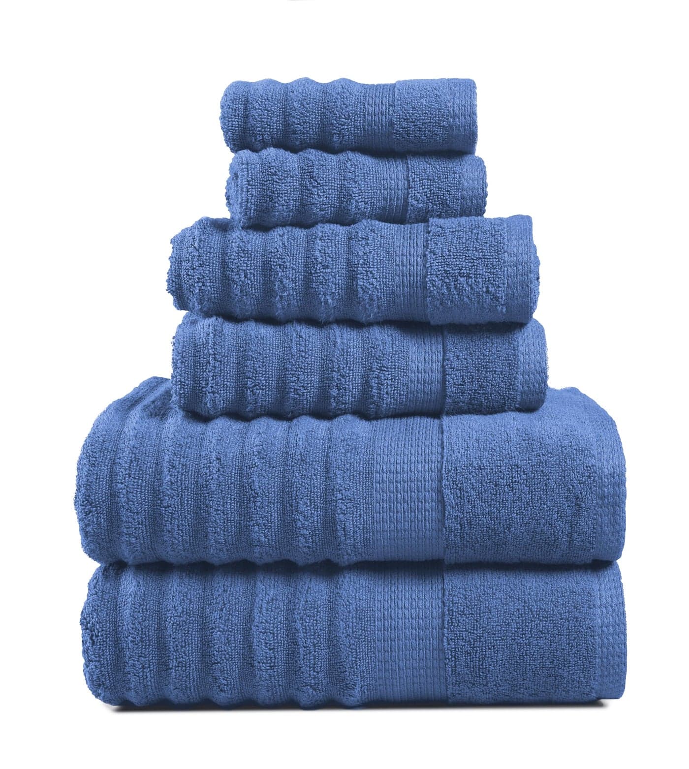 LANE LINEN Bath Towels Set Luxury 100 Cotton Towels for Bathroom Hotel Spa Zero Twist Soft Absorbent Textured Bathroom Towel Set Includes 2 Bath 2 Hand 2 Washcloths Cerulean Blue