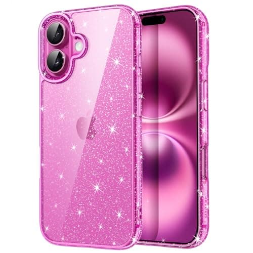 JETech Glitter Case for iPhone 16 6.1-Inch, Bling Sparkle Shockproof Phone Bumper Cover, Cute Sparkly for Women and Girls (Pink)