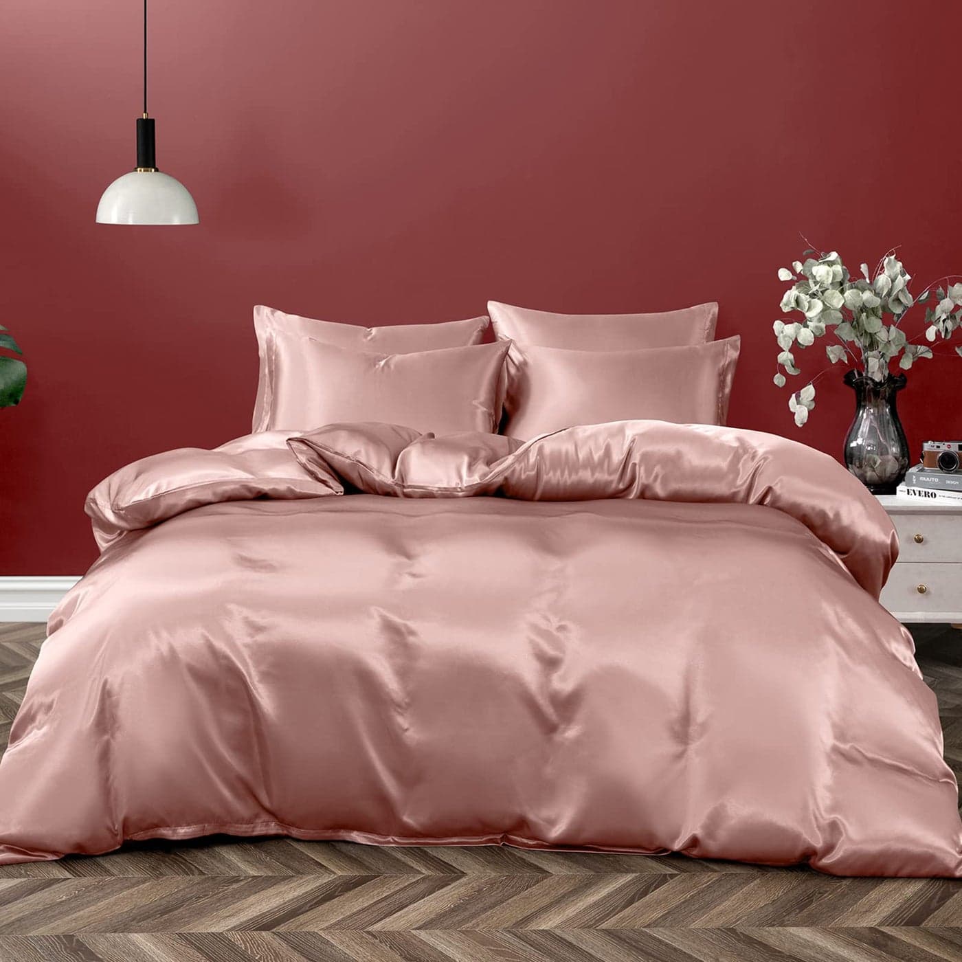 P Pothuiny 3 Pieces Satin Duvet Cover TwinTwin XL Size Luxury Silky Like Champagne Duvet Cover Bedding Set with Zipper Closure 1 Duvet Cover 2 Pillow Cases No Comforter