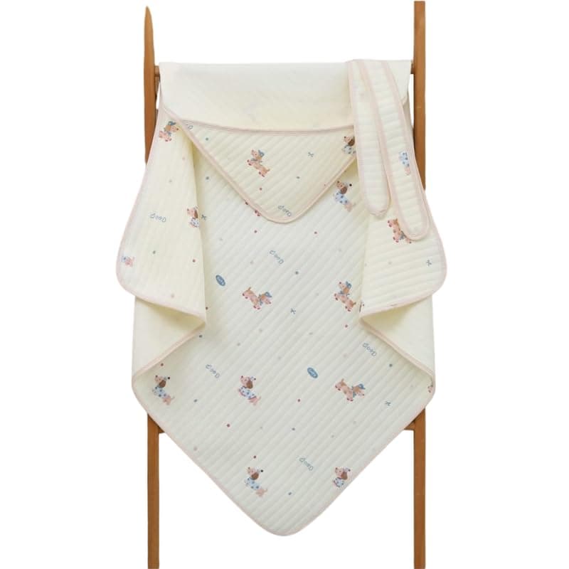 TEDDYIFY Baby Muslin Hooded Towel (Beige) – Ultra Soft, Absorbent & Breathable Bath Wrap | Newborn & Toddler | Lightweight, Quick Dry & Gentle on Baby Skin (1)