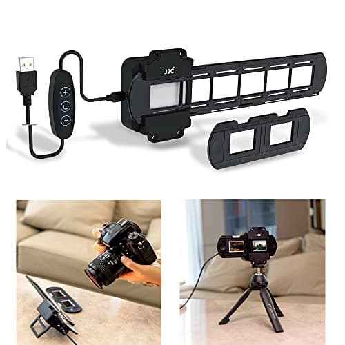 JJC Photo Slide and Film Digitizing LED Light Kit with 35mm Film Strips and Slides Holder, 10-Levels Brightness Shoe Mount LED Backlight for Photo Negatives Scanning Copying