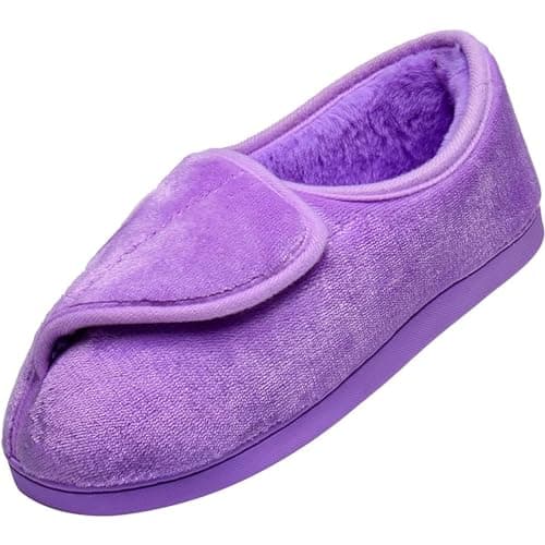 Git-up Women Soft wide Slippers Memory Foam Closed Toed Diabetic Arthritis Edema House Slippers
