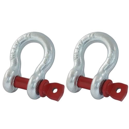 HARSKIYER 2 Pcs 38 Inch D Ring Shackles 1 Ton 2204 Lbs Working Load Limit Galvanized Heavy Duty Screw Pin Shackle for Tow Strap Winch Traction Steel Wire and Vehicle Recovery