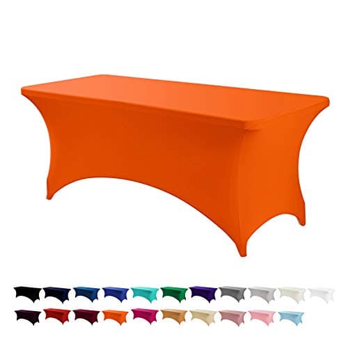 Peomeise 6FT Spandex Table Cover Rectangular Stretch Spandex Tablecloth Orange6FT