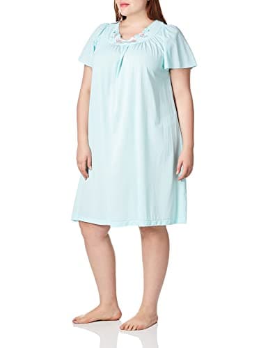Shadowline Women's Plus-Size Petals 40 Inch Short Flutter Sleeve Waltz Gown, Sea Foam, 1X