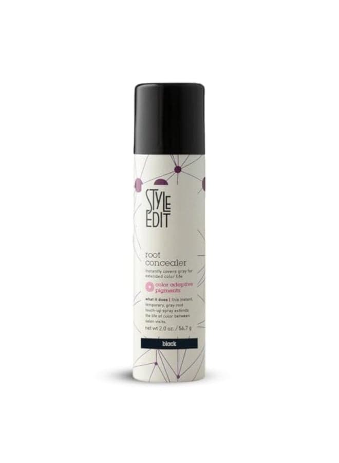 Style Edit Root Concealer Touch Up Spray Instantly Covers Grey Roots Professional Salon Quality Cover Up Hair Products for Women Black 2 Ounce Pack of 1