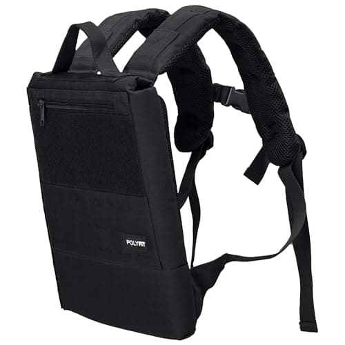 Polyfit Rucking Backpack 20 Weighted Ruck Pack for Weight Plates Patent Pending SideLoading Rucksack for Walking Running Rucking Strength and Endurance Training Black