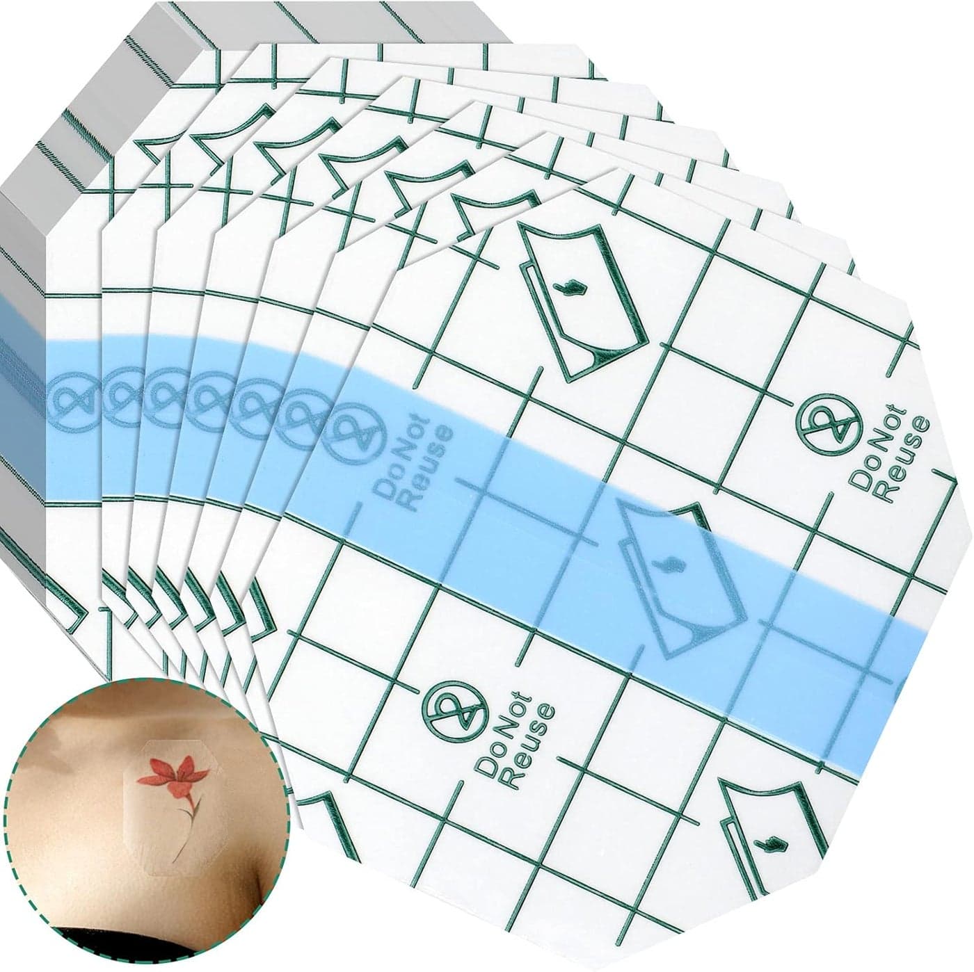 Nuanchu 100 Pieces Waterproof Bandage Adhesive Protective Transparent Dressing, Clear Bandages Waterproof Clear Dressing Tape for Tattoos(2.3 x 2.7 Inch)