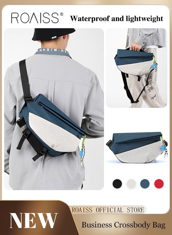 Men's Multi Functional Large Chest Bag Multiple Pockets Spacious Crossbody Bag with Magnetic Snap Closure and Small Pendant 31*10*19cm