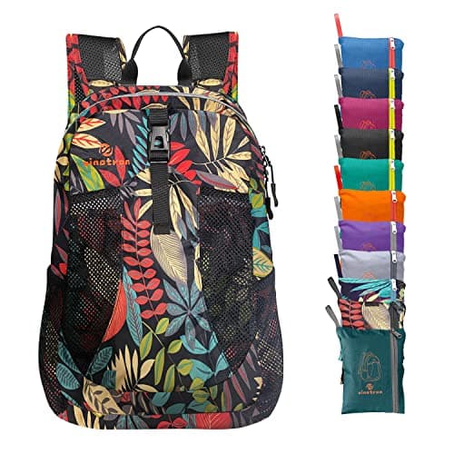 sinotron 22L Lightweight Packable Hiking Backpack Small Hiking Backpack Day Pack for Women Men Travel Camping Vacation Red Leaf