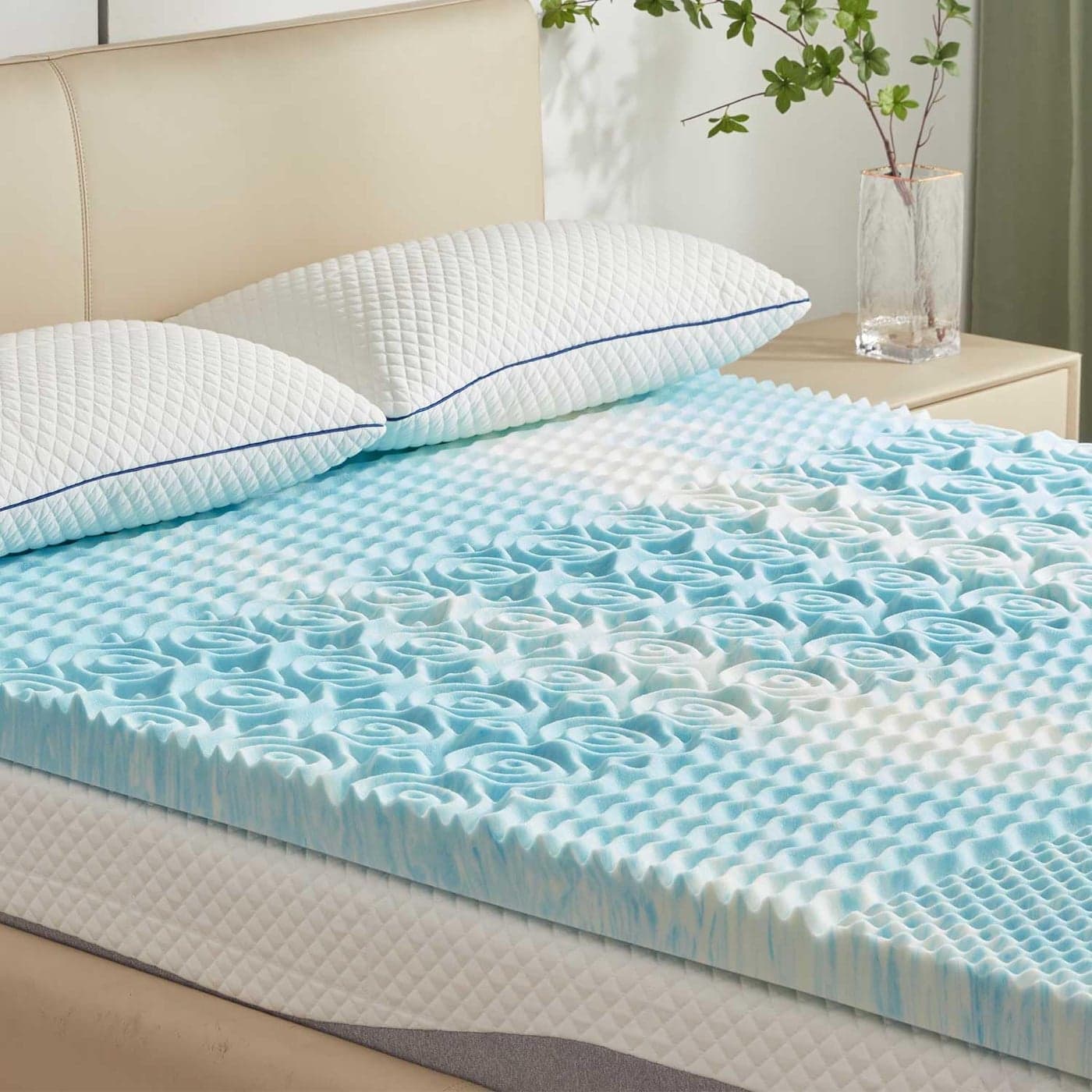 SINWEEK Mattress Topper Memory Foam Mattress Topper 2 Inch Queen Soft Mattress Pad for Pressure Relief 5Zone Design CertiPURUS Certified