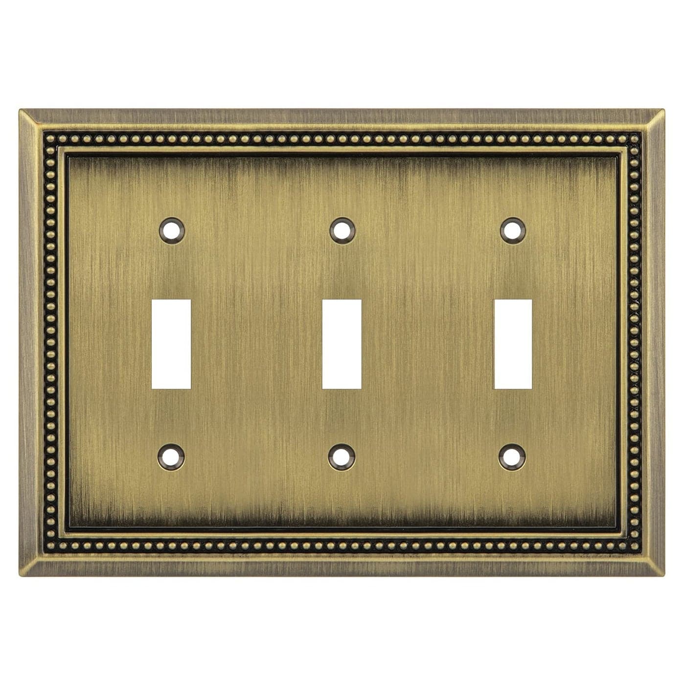 Henne Bery Sunken Pearls Heavy Duty Decorative Wall Plate Switch Plate Outlet Cover Triple Toggle Antique Brass