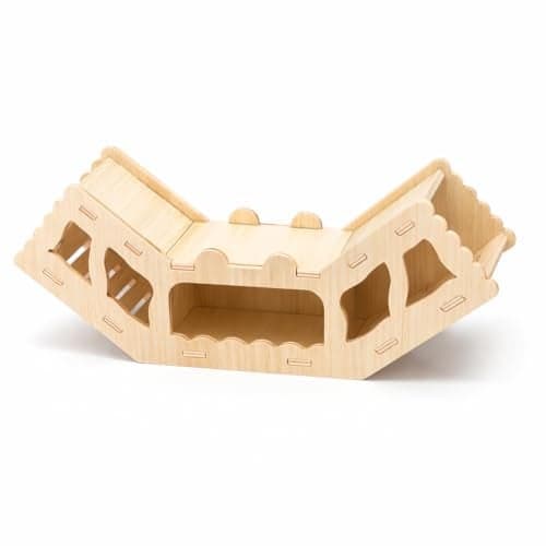 Wooden Hamster Tunnel Toy – Natural Chewable Hideout for Syrian, Dwarf Hamsters and Small Pets, Cage Decor and Play Accessory