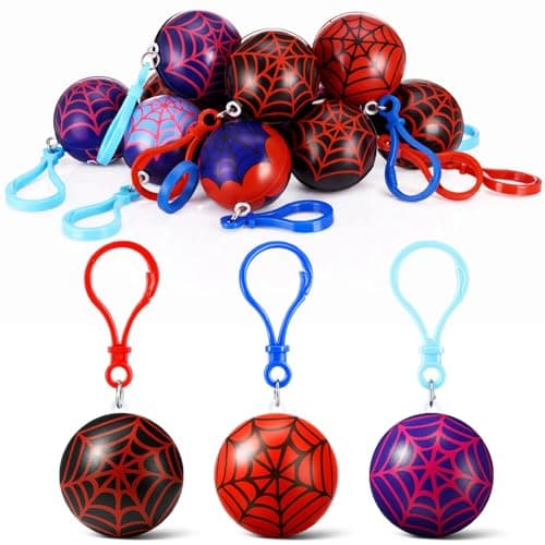 Kenning 12 Pcs Spider Birthday Party Favor Spider Keychain 15 Mini Foam Stress Ball for Birthday Decorations Supplies Halloween Goodie Bags Christmas Stocking Stuffers Valentines Gifts