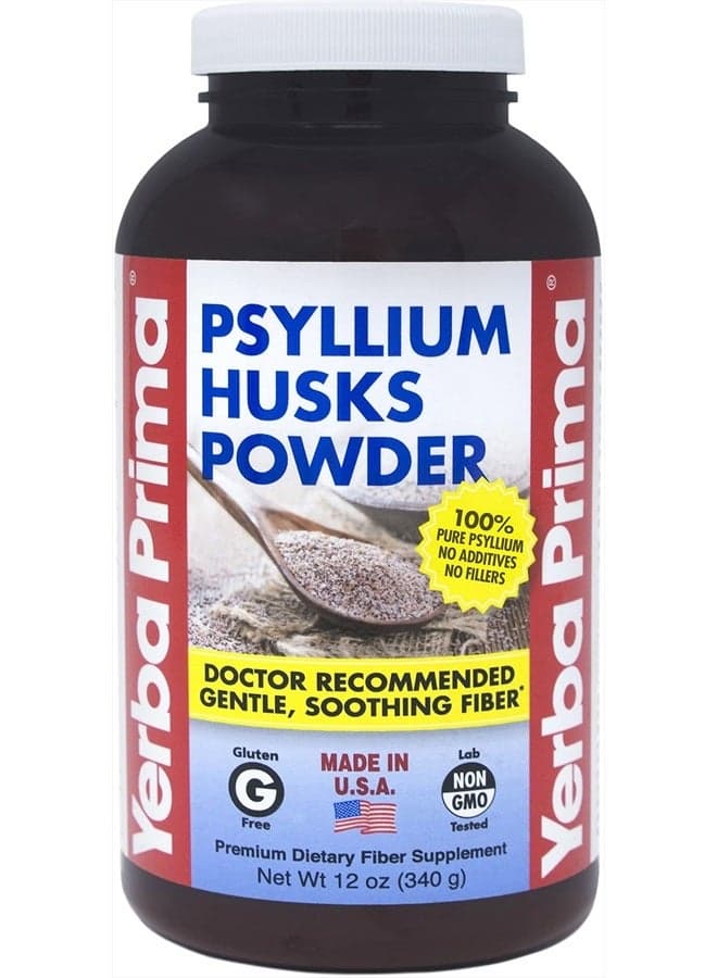 Psyllium Husks Powder 12 oz - Natural Fiber Supplement - Colon Cleanser - Gut Health - Vegan, Non-GMO, Gluten-Free (New Label - Packaging May Vary)