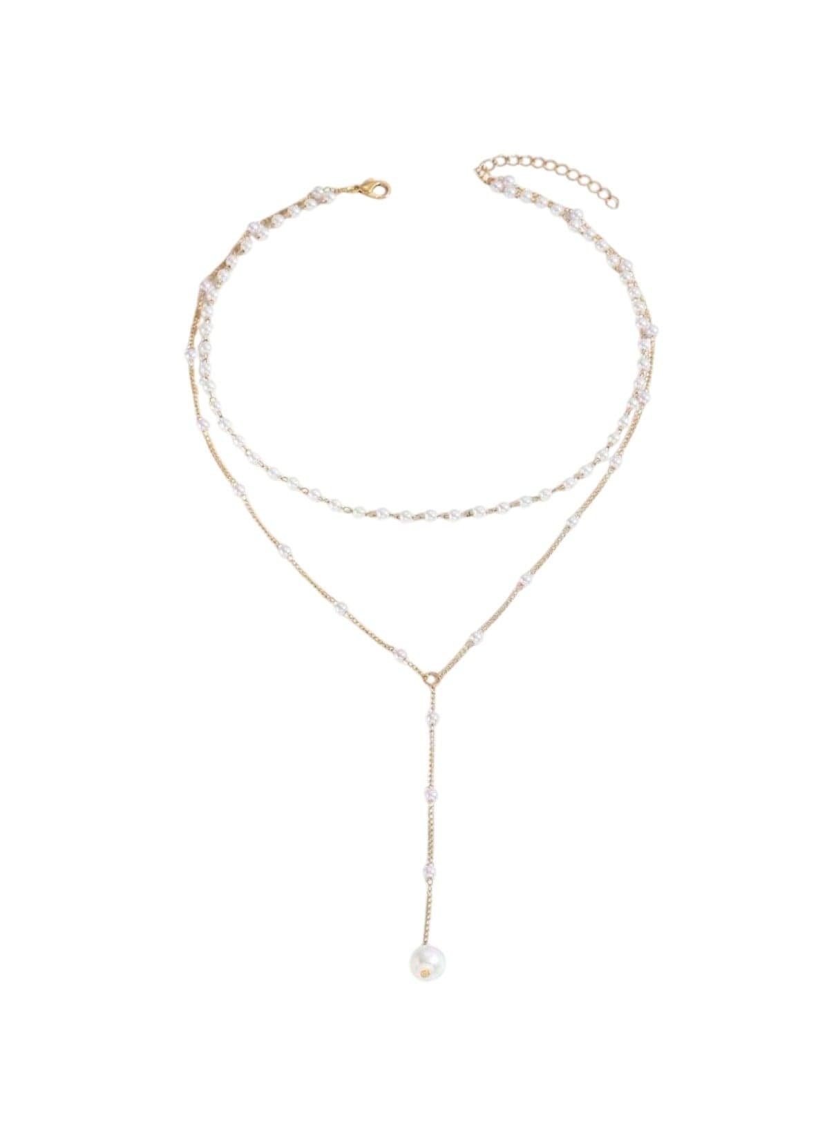 Elegant Layered Pearl Drop Necklace