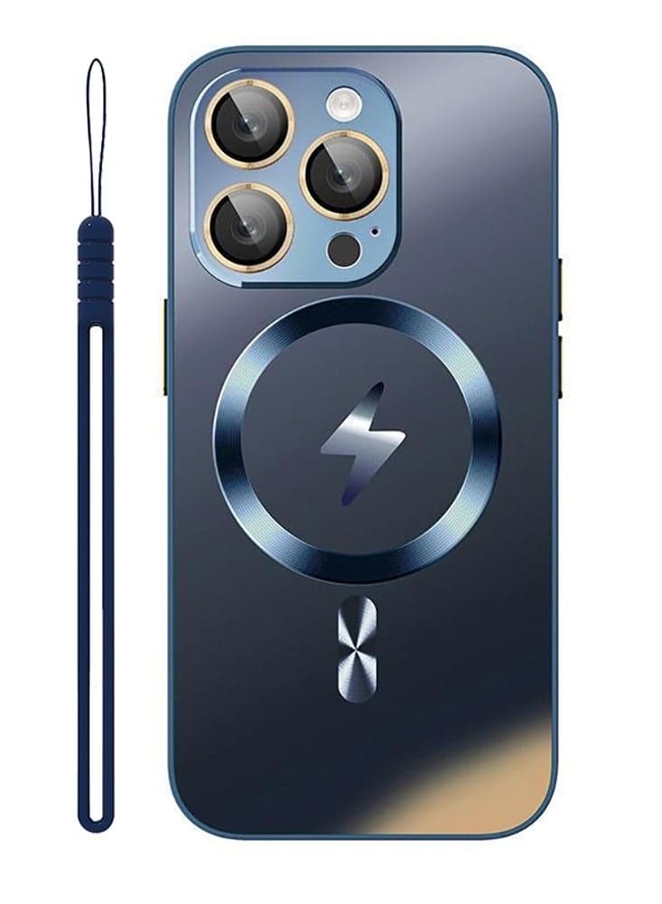 Magnetic Case for iPhone 14 Pro Max Ultra Thin Cover with Lanyard Blue