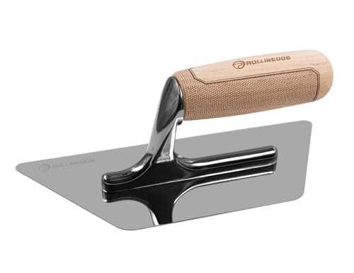 ROLLINGDOG Venetian Plaster Trowel 240mm x 130mm x 100mm Mirror Polished 420 Stainless Steel Blade Ergonomic Beech Handle for Decorative Finish and Polish