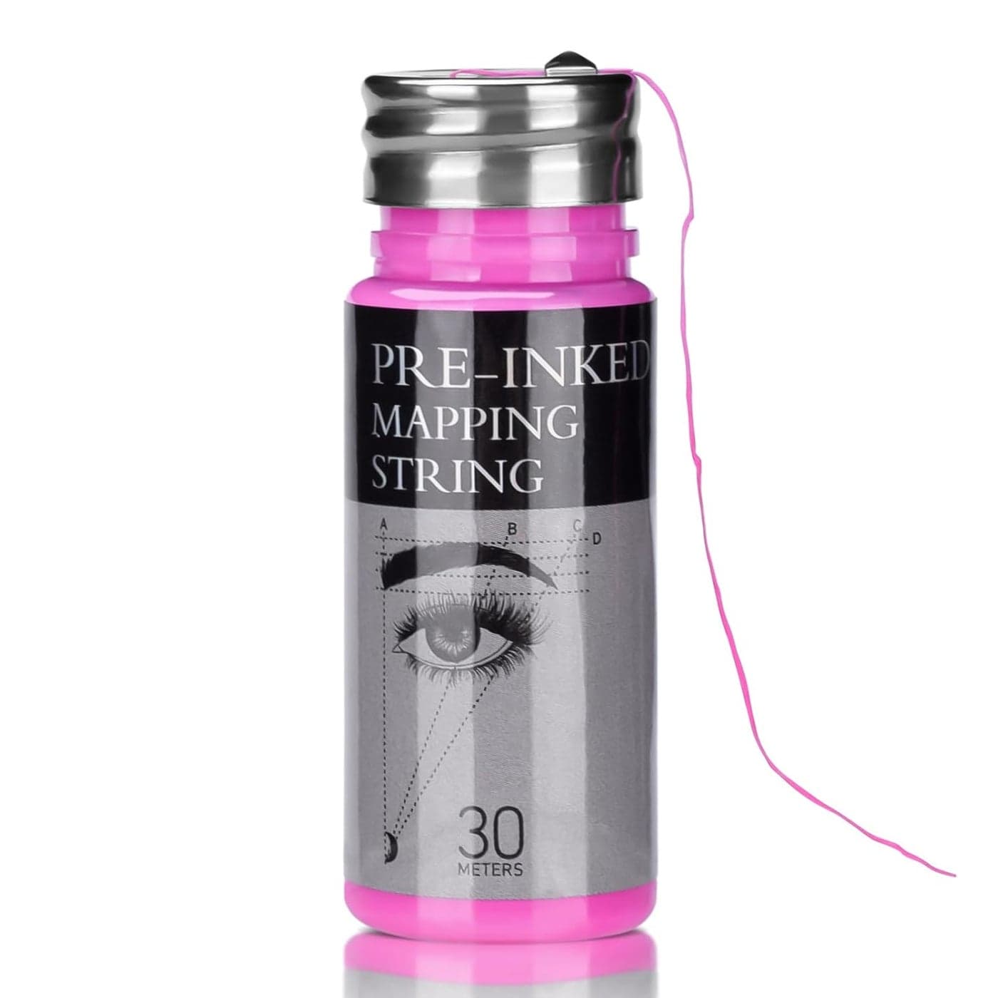 ATOMUS Eyebrow Mapping String 1 Bottle Pre-inked 30m(98ft) Microblading String for Brow Marking Measuring String for Eyebrow Makeup (Pink)