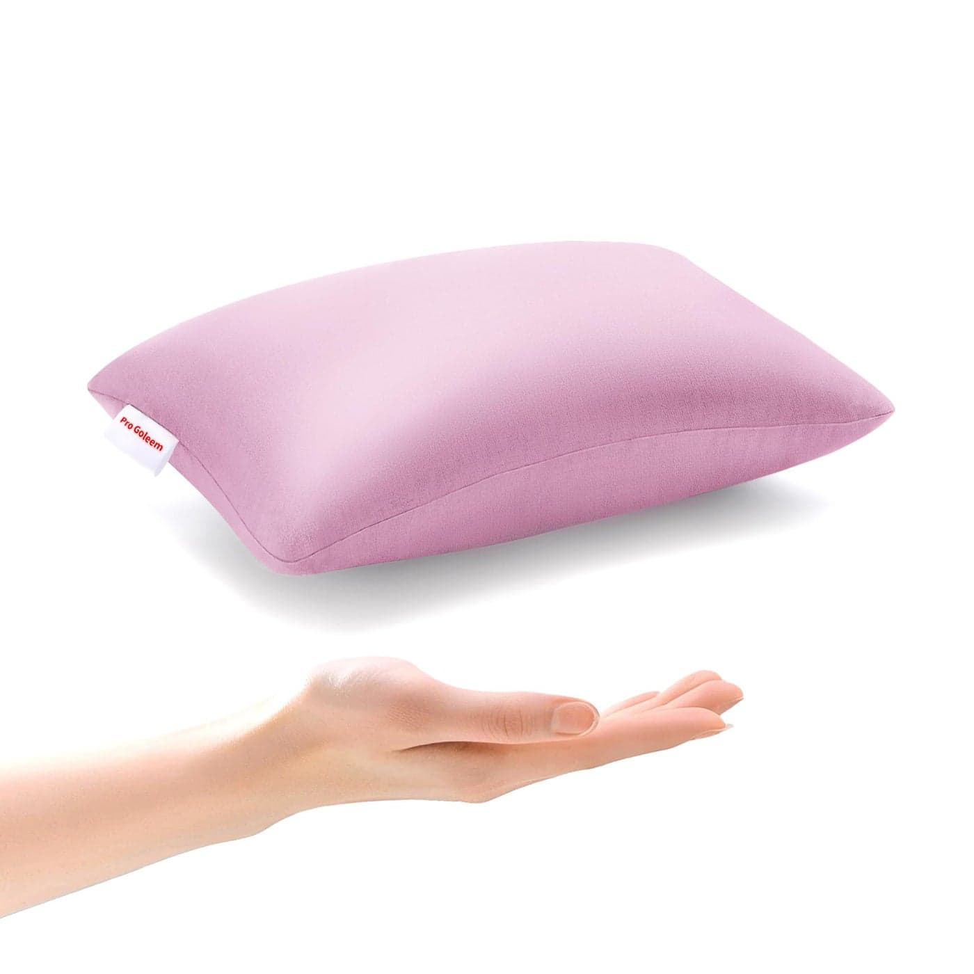 Pro Goleem Small Pillow 11x6x25 for Camping and Traveling with Name Tag Mini Tiny Pillow for Toddler Sleeping and Chair Car Air Nap Neck Lumbar Knee Rest Pillows Pink
