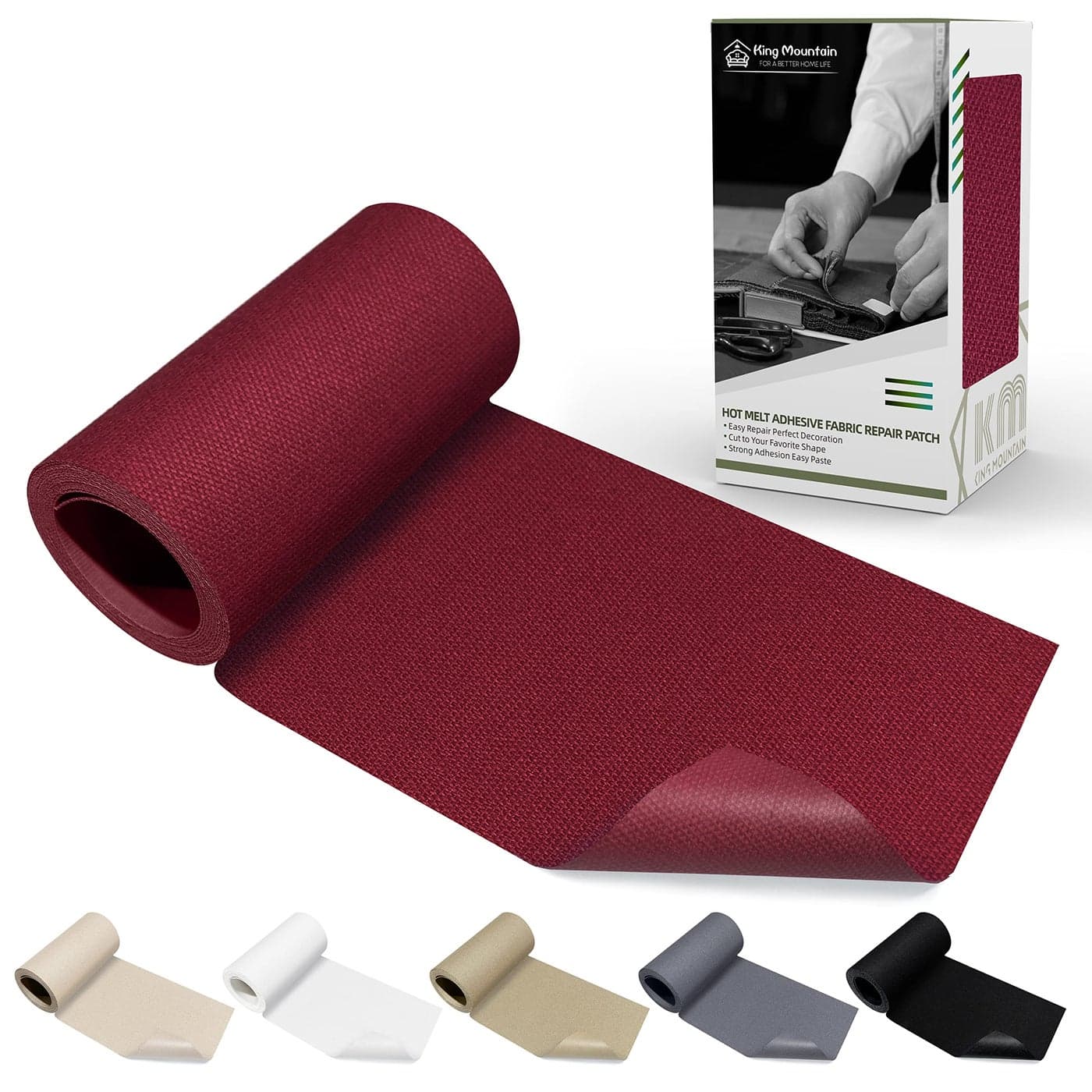 KING MOUNTAIN Canvas Iron on Patch360Waterproof 100 Cotton Fabric Repair PatchUsed for Various SofaTentClothesSeatsSuitcases Burgundy