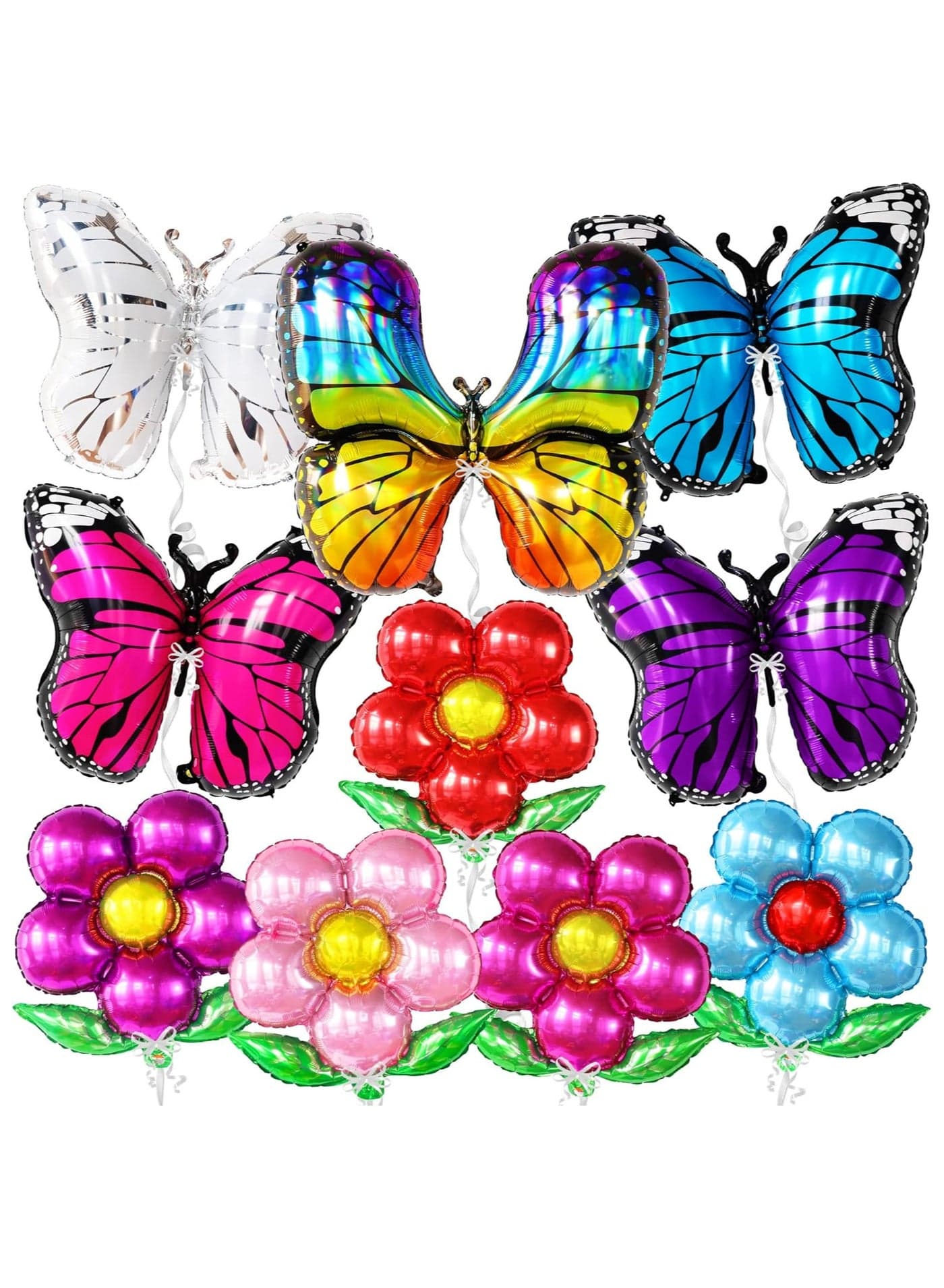 Colorful Butterfly Balloon - Pack of 10 | Butterfly Balloons with Flower Balloon for Butterfly Birthday Decorations