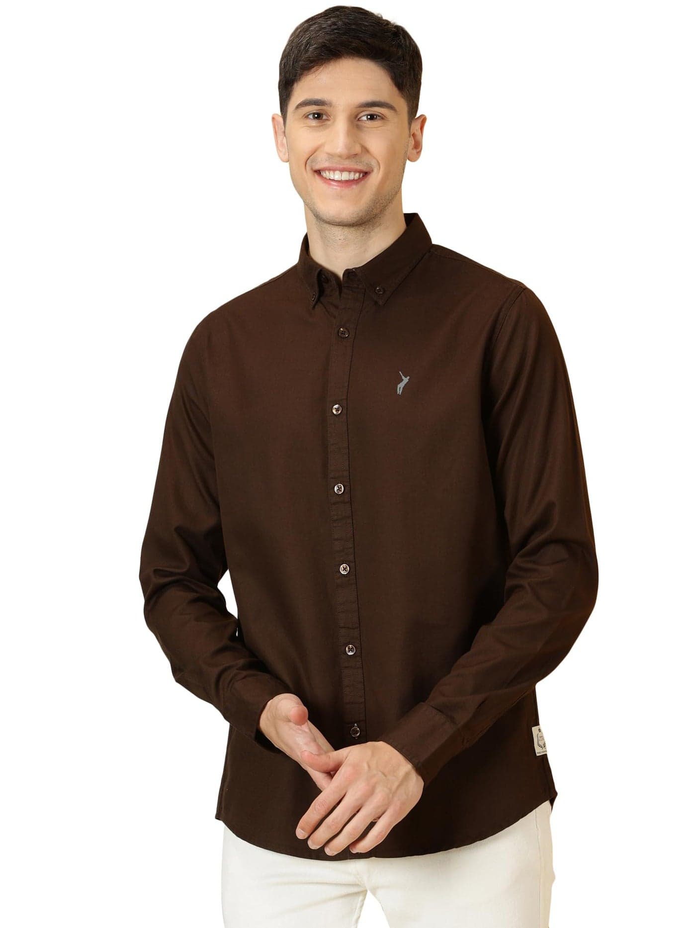 Thomas Scott Men's Button Down Collar Slim Fit Casual Shirt (Coffee, XX-Large)