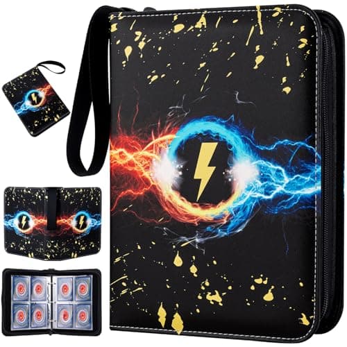 Jravkfi 4 Pocket Trading Card Binder400 Pockets Trading Card Collection Book with Sleevese3ring Zipper Sports Card Album with 50 Removable DoubleSided Card Holder Black